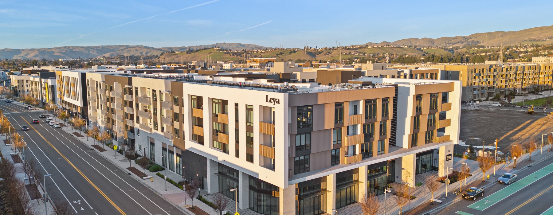 exterior building of leya with retail